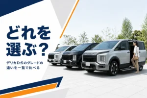 デリカD:5のグレード比較をイメージしたアイキャッチ