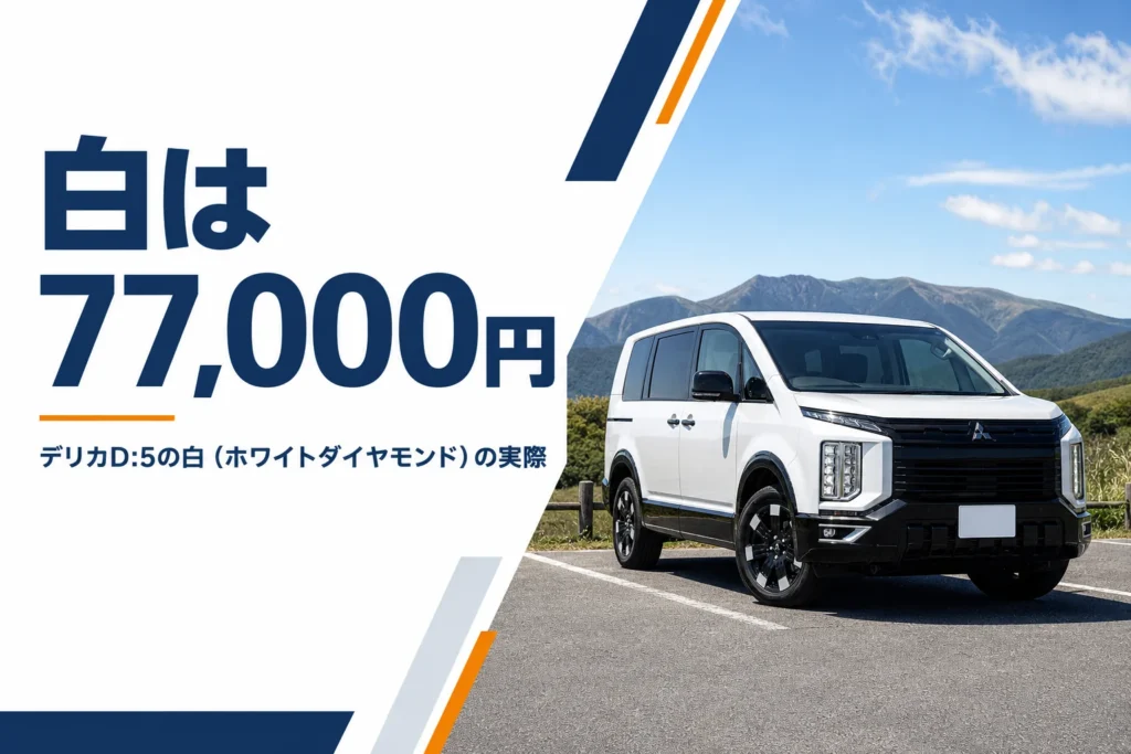 白のデリカD:5が高原に停まっているイメージ