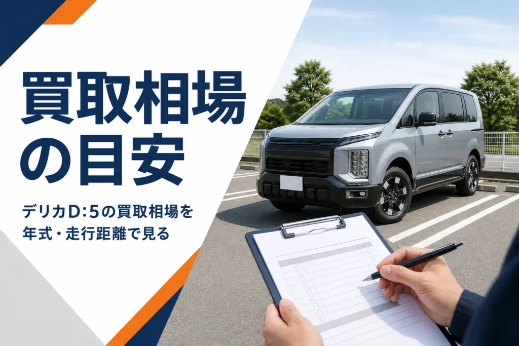 4WDミニバンを査定するスタッフの手元