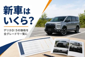 デリカD:5の新車価格をイメージしたアイキャッチ