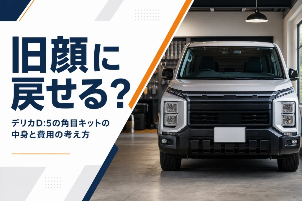角目のフロントまわりのデリカD:5をイメージしたアイキャッチ