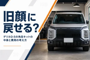 角目のフロントまわりのデリカD:5をイメージしたアイキャッチ