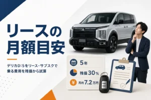 デリカD:5のリース月額の試算を示したアイキャッチ