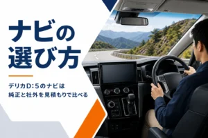 ナビ画面が付いたミニバンのダッシュボード