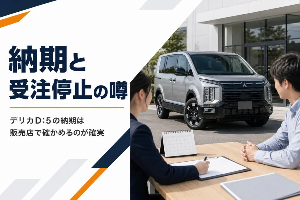 デリカD:5の納期を販売店で確かめるイメージ