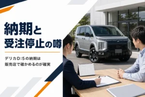 デリカD:5の納期を販売店で確かめるイメージ