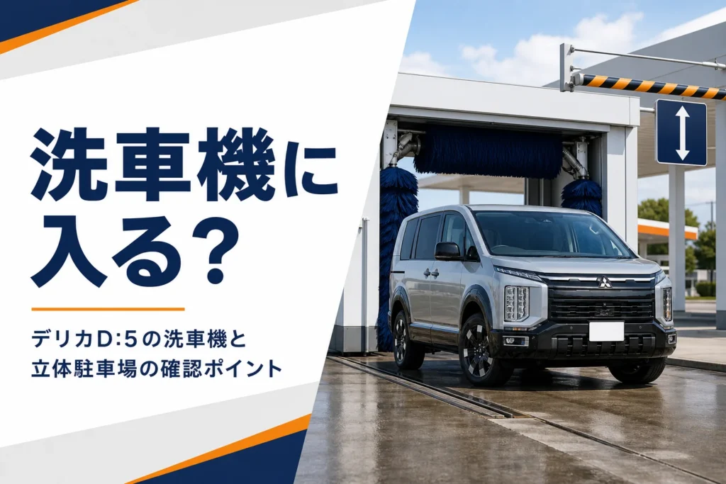 門型洗車機の前に止まった背の高いミニバン