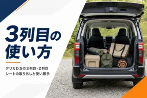 3列目を畳んで荷物を積んだデリカD:5の室内のイメージ