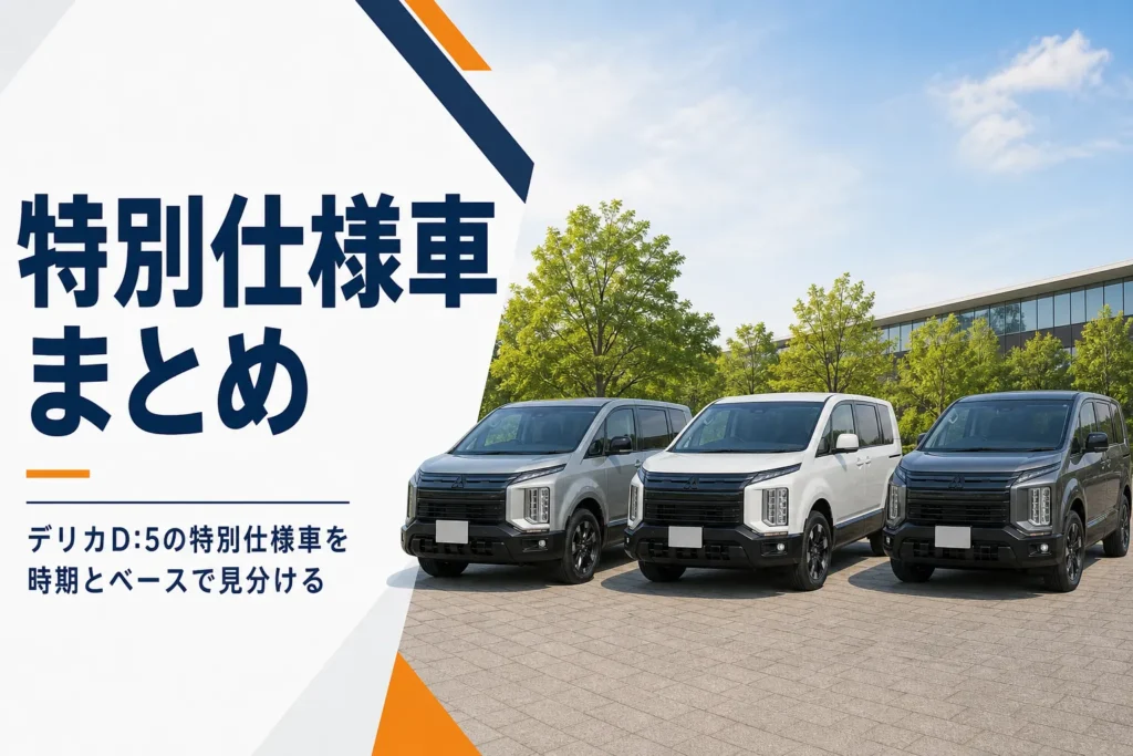 並んで停まるデリカD:5の特別仕様車のイメージ