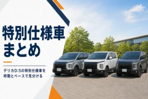 並んで停まるデリカD:5の特別仕様車のイメージ