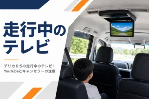 デリカD:5の後席モニターで映像を見るイメージ
