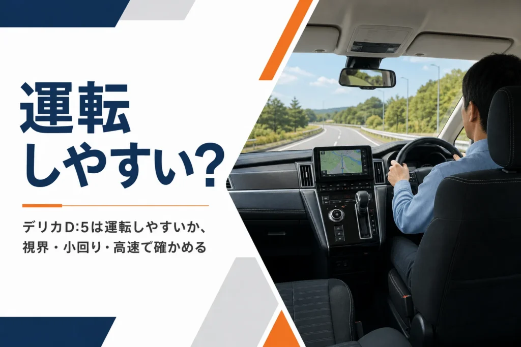 背の高いミニバンの運転席から前方を見たイメージ