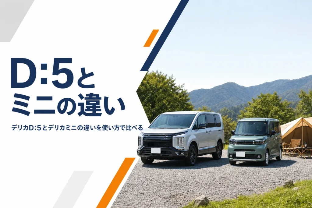 大きなミニバンと軽自動車が並ぶイメージ