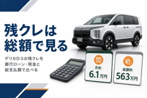 デリカD:5の残クレの月々と総支払額の要点を示したアイキャッチ
